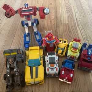 Set 9 Transformers Figures (3 11inch large and six 5inch)
